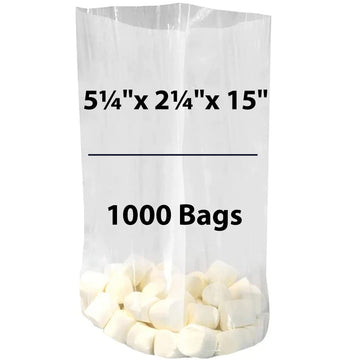 LDPE Clear Gusseted Poly Bags 1.5 mil 5.25" X 2.25" X 15" 1000 Bags
